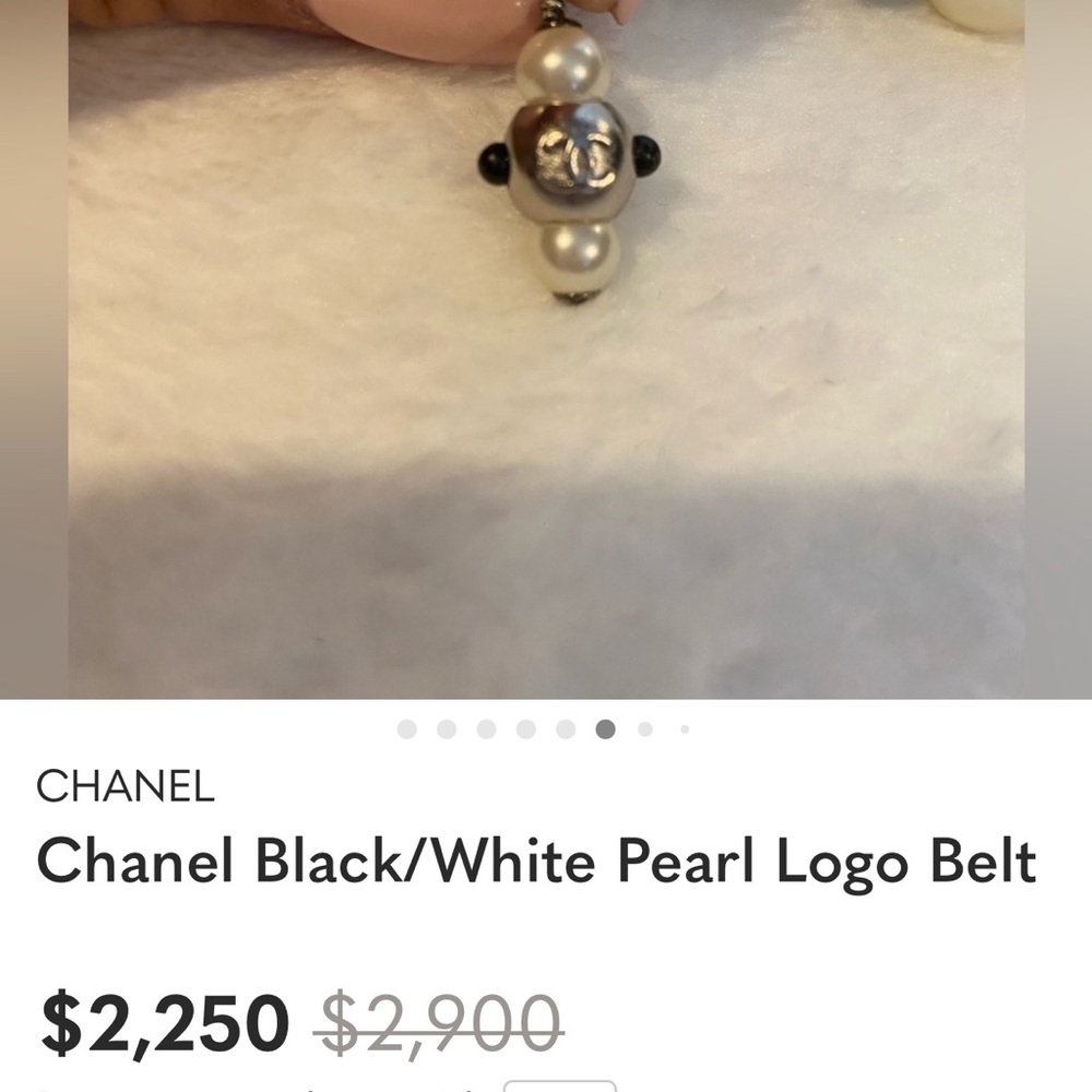 CHANEL Black and White Multi-Strand Pearl Belt with Logo Accent - Picture 4 of 8